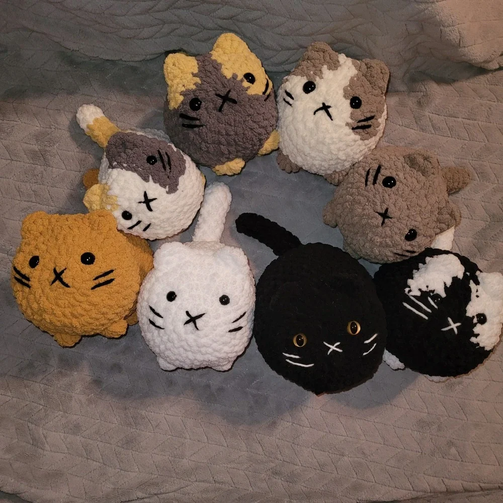 White Crochet Plush Cat Stuffed Animal Toy Cute Kitten Plushie Gift Kids‎ Kawaii